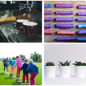 Images of espresso, yoga, succulents and babysitting - as gifts for doctors, interns and residents