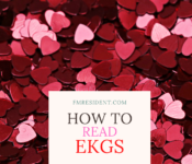 Hearts in background, "How to Read EKGs" overlying